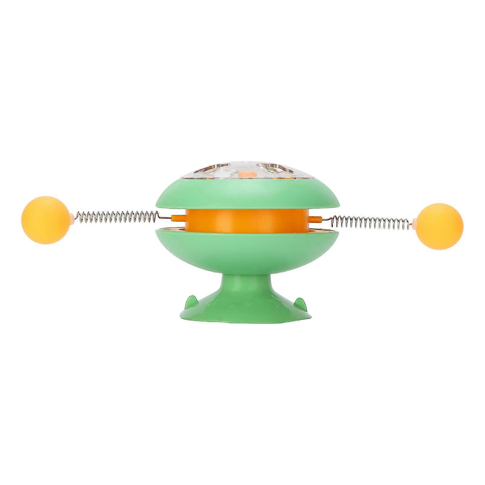 Windmill Spring Cat Toy, Windmill Spring Interactive Catnip Toy, Rotating Turntable Teasing Toy with Balls, ABS Material, Green