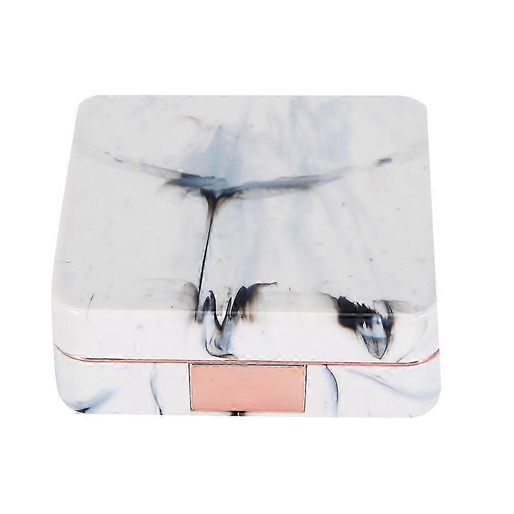 2025 Portable Marble Surface Mirror Square Soaking Contact Lens Case Fashion Kit with Mirror (Square) Rose Gold