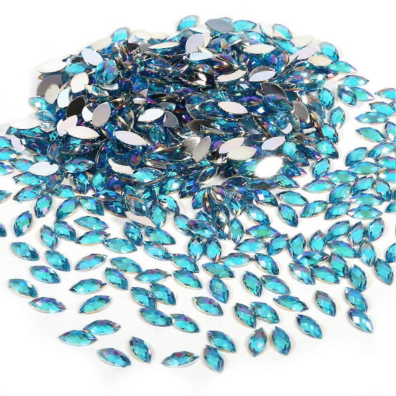 Colorful Horse Eye Shape Acrylic Rhinestones Flat Back Art Accessories (Light Blue) Suitable for Crafting