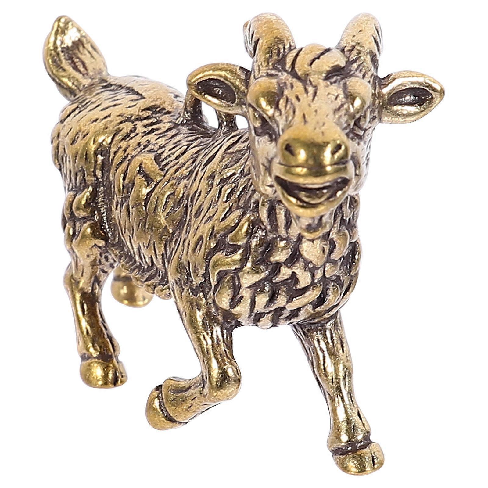 Golden Brass Goat Charm Keychain with Premium Quality and Vivid Details for Decor