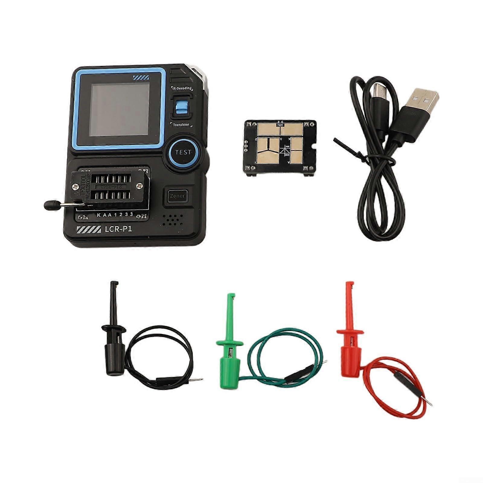 Transistor Capacitor Meter LCR-P1, Multifunctional Diode Tester with 1.4" Color Screen, ESR, Capacitance, Resistance Measurement