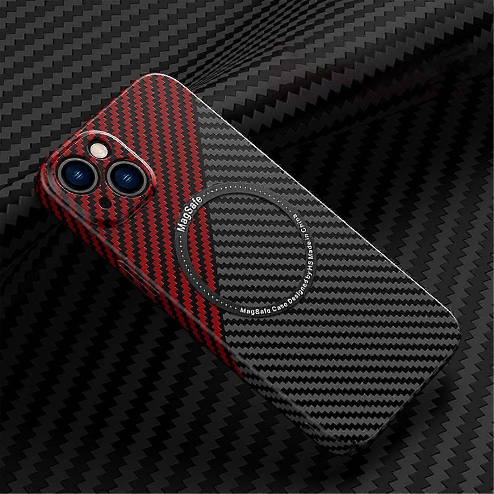 Carbon Fiber Protector Case for iPhone 15, Support Wireless Charging Protective Case with Magnetic for iPhone 15, Military Grade Shockproof Protection