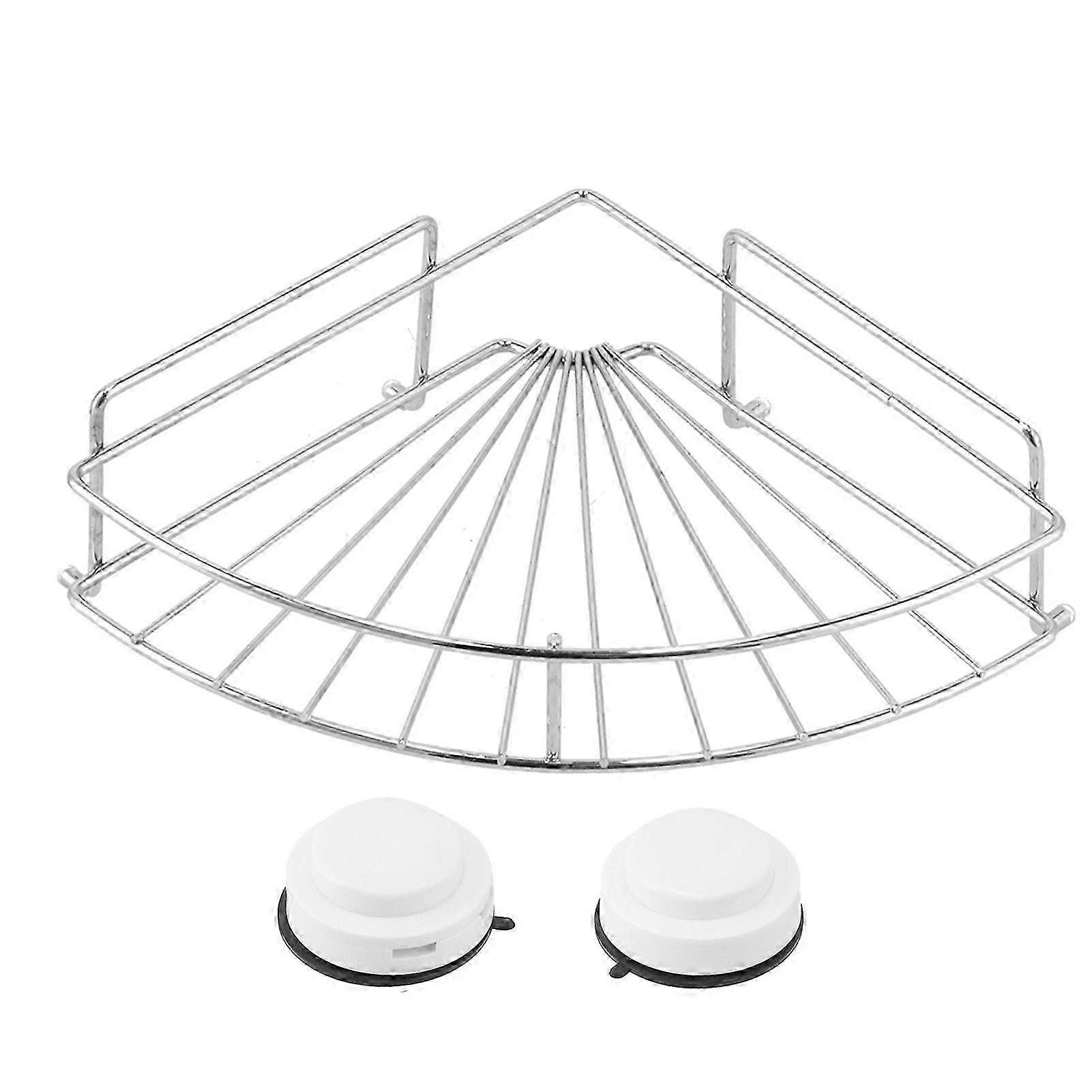 Space-Saving Triangle Shower Shelf - Wall-Mounted with 2 Suction Cups (Bathroom/Kitchen)