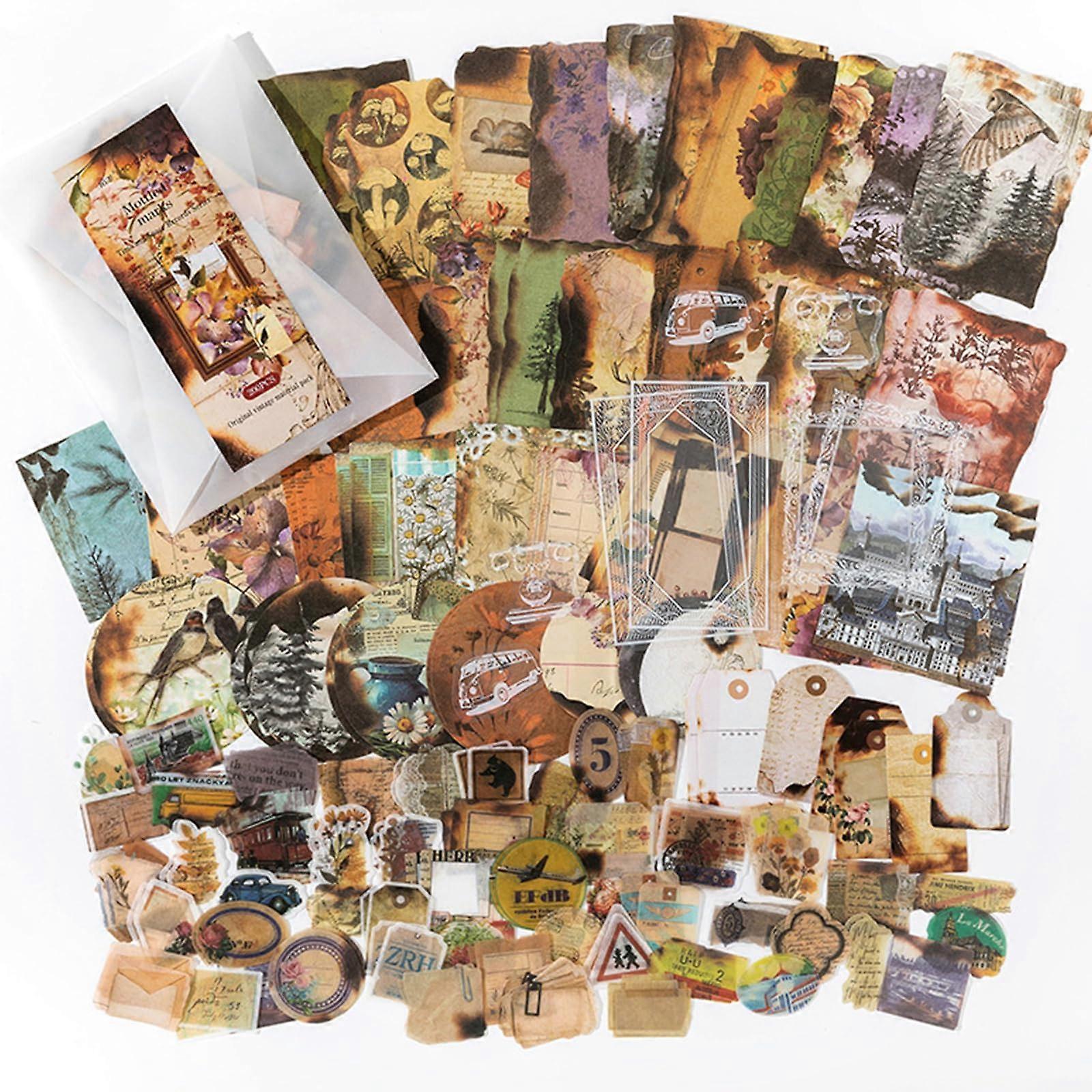 Retro Aesthetic Decorative Ephemera Scrapbook Paper Stickers for Junk Journal