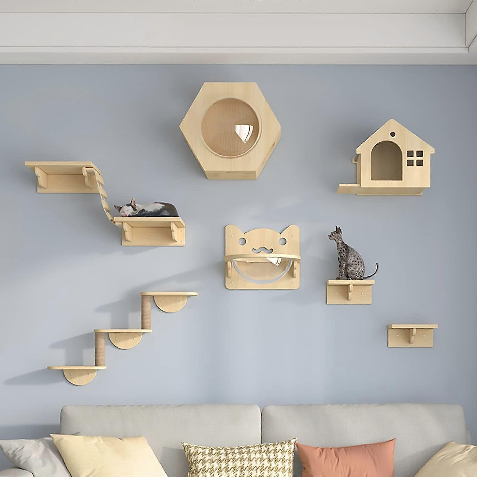 Cat Wall Element, Cat Climbing Wall Set, Wall Mounted Cat Furniture (Style 4)
