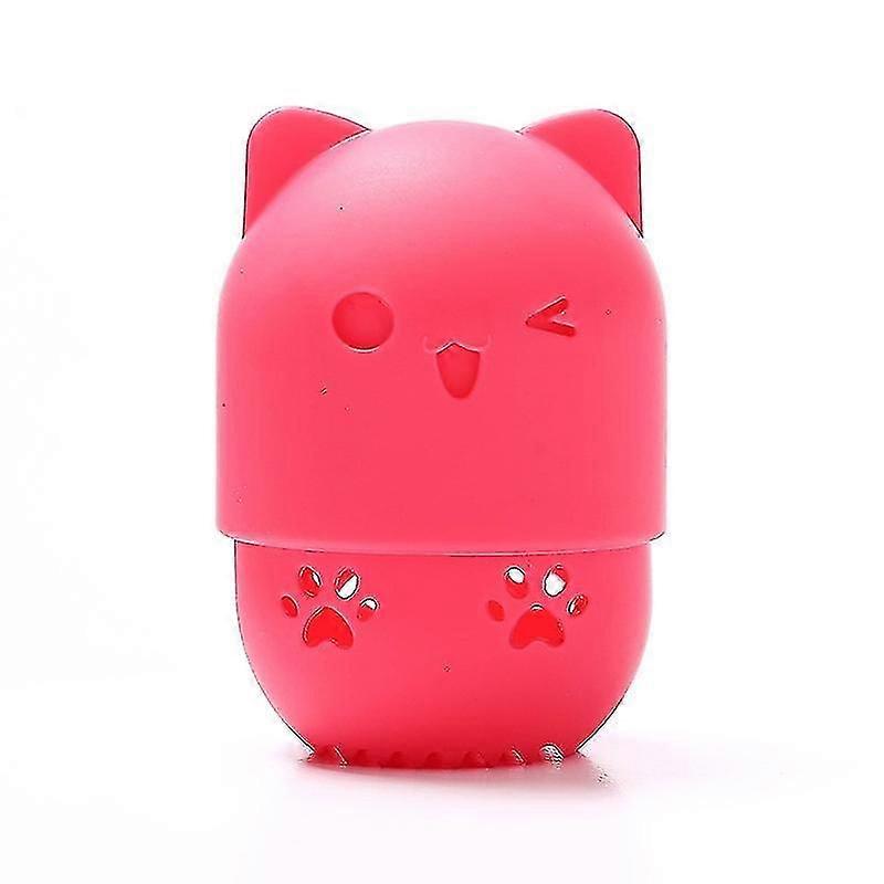 2 قطعة على شكل قط هلام السيليكا حامل الإسفنج ماكياج حامل نفخة مقاوم للغبار أحمر