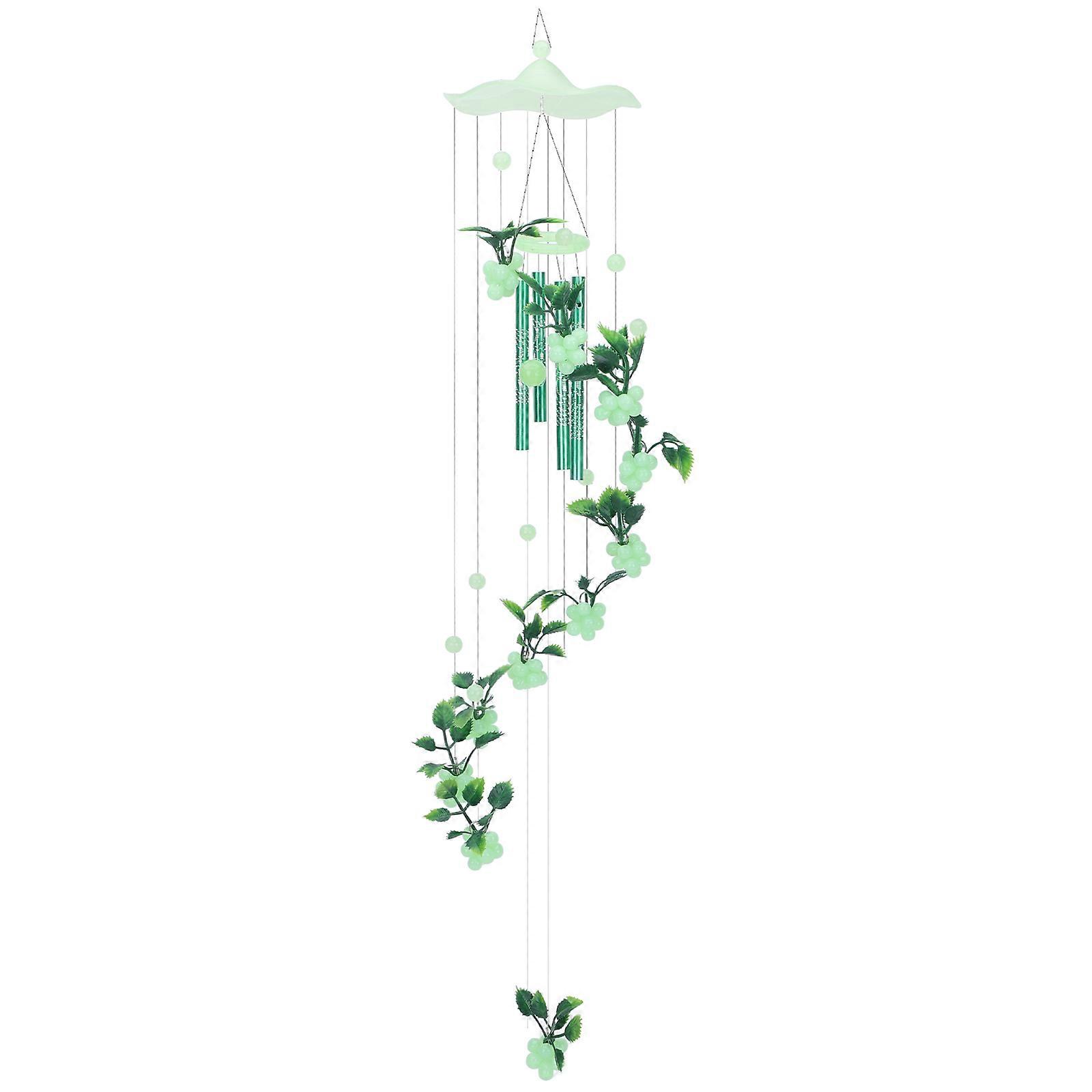 Creative Luminous Wind Chime with Grape Design for Decor Made of Plastic Green Color 1pc