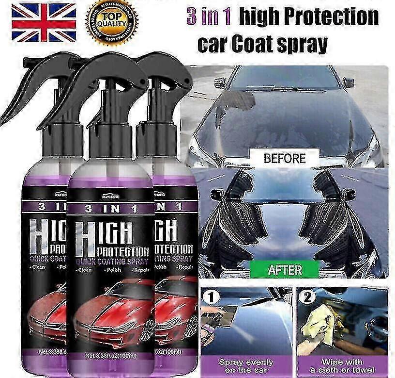 3 חבילות הגנה גבוהה ספריי ציפוי קרמי מהיר לרכב 3 ב-1 נוסחה הידרופובית ברק לאורך זמן
