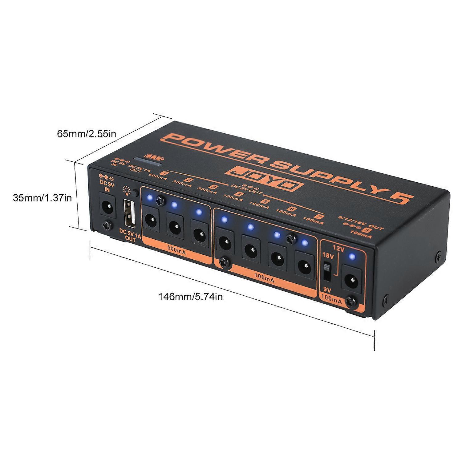 JOYO JP-05 Guitar Power Supply Station Distributor 8 Isolated Output for 9V/12V/18V Effect Pedals with USB Port