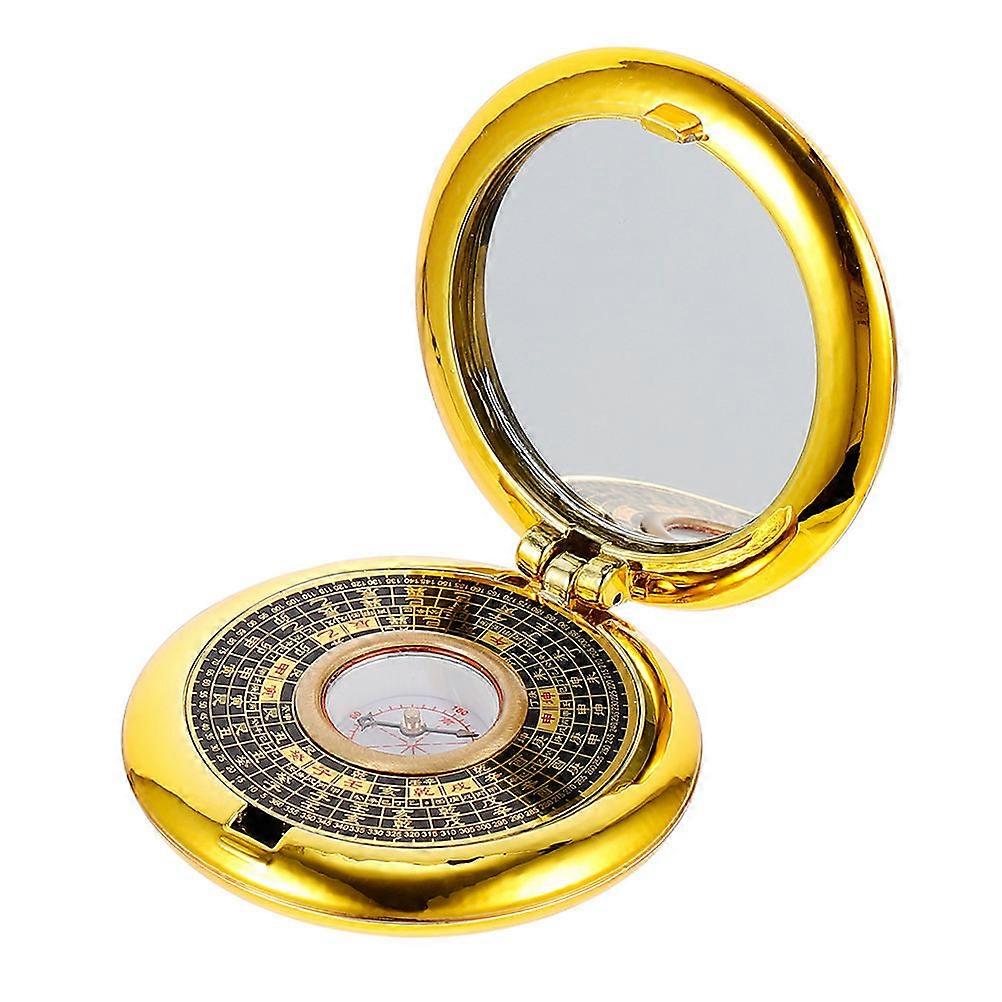 Golden Plastic Mirror Compass for Decorating with Traditional Feng Shui Markings and Resolution 1pc Pocket Size
