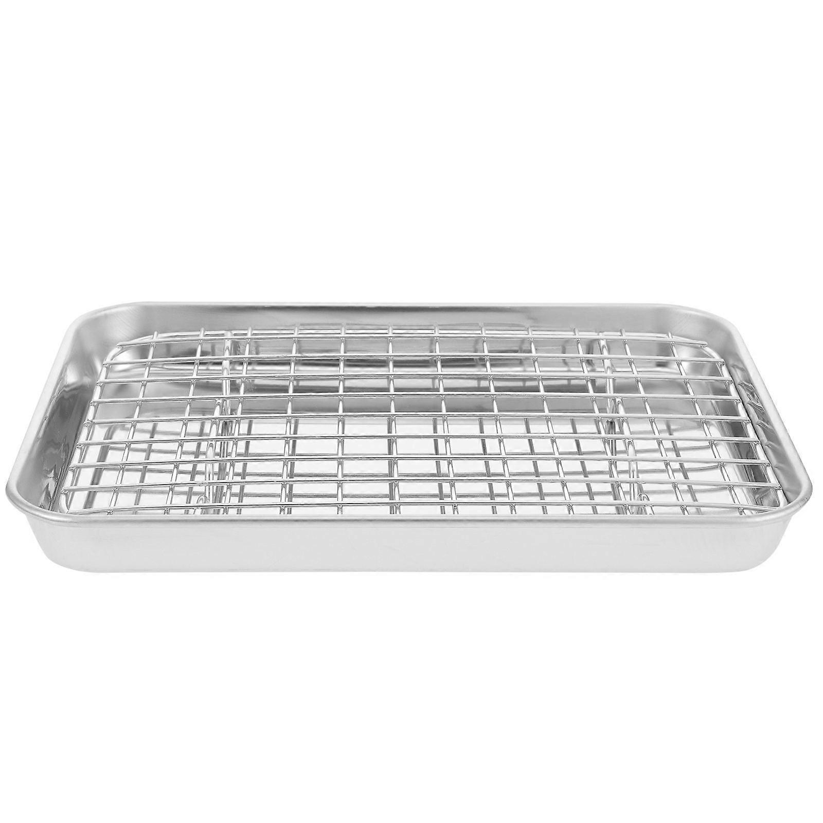 Here's a well structured product description for your **Stainless Steel Baking Tray with Wire Rack**:
### **1 Set Stainless Steel Baking Tray