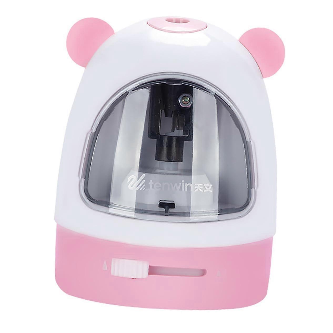 Vertical batteryoperated pencil sharpener setting for downward not upward thick and thin pencils