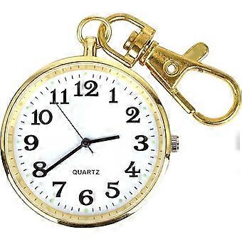 ZENGO Minimalistische ultradünne Quarz-Taschenuhr mit offenem Zifferblatt und Schlüsselschnalle Unisex Tragbare Unisex-Taschenuhr Gold