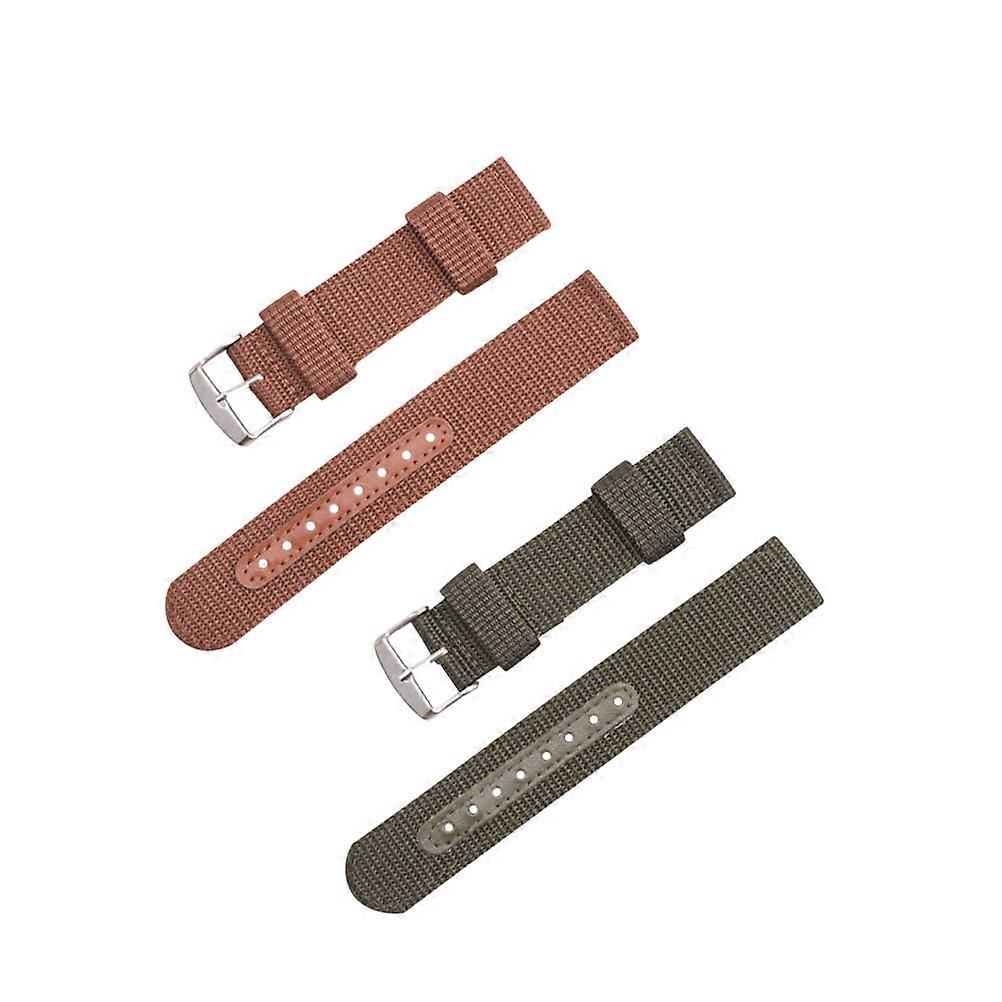 2pcs Breathable Nylon Watch Band Lightweight Comfortable Sports Strap Brown Stylish Design for Daily Wear Compatible with Smartwatches