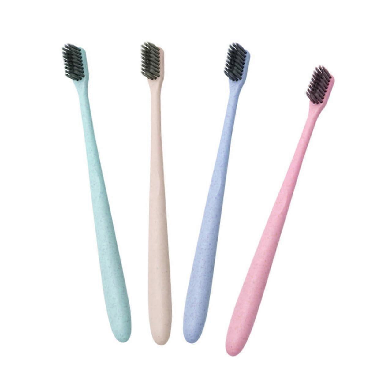 4 pieces toothbrush handle made of charcoal for environmentally friendly soft bristles for thorough cleaning