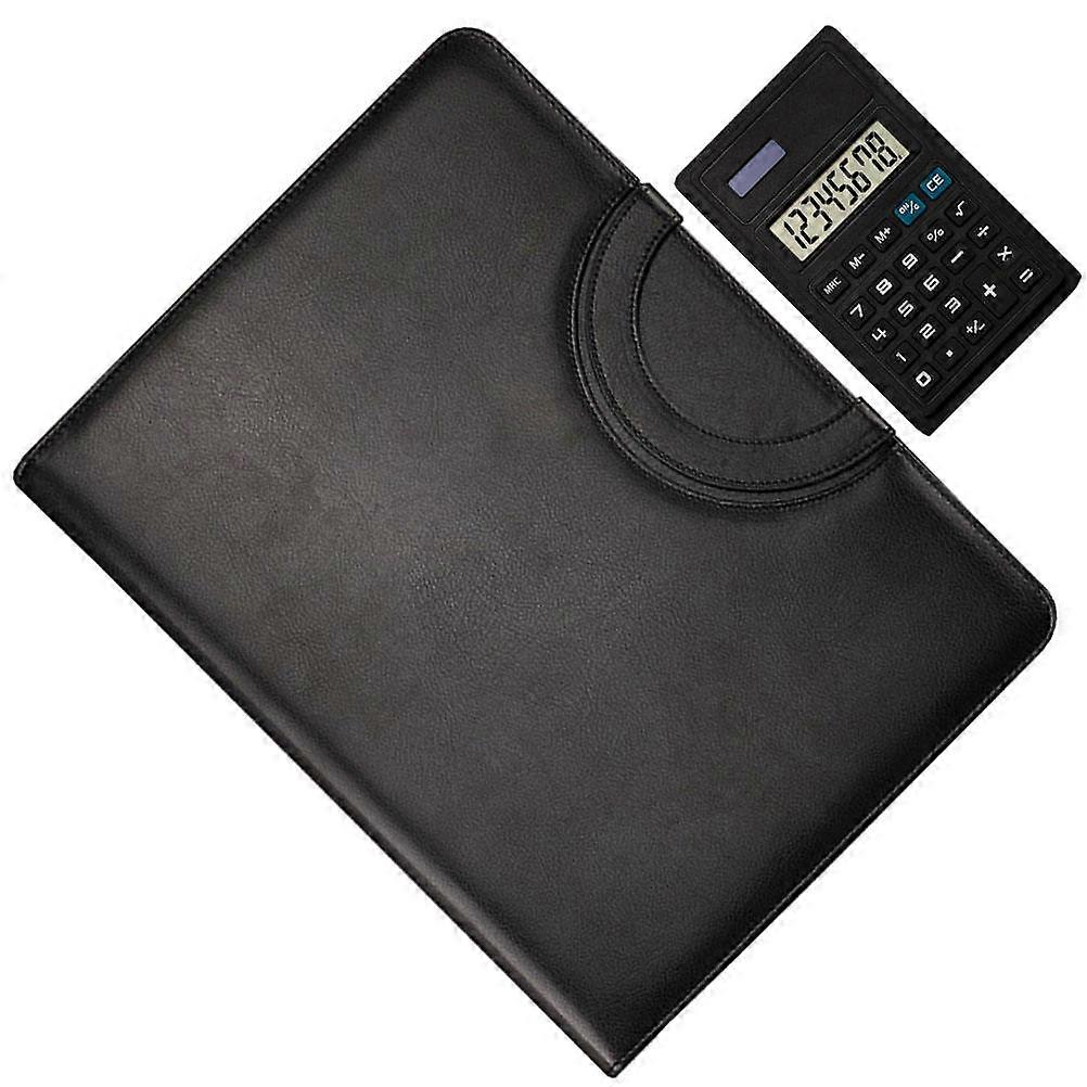 Black Portfolio Binder with Zipper for Storage Use Made of PU Material 9.5 Inches by 12.5 Inches