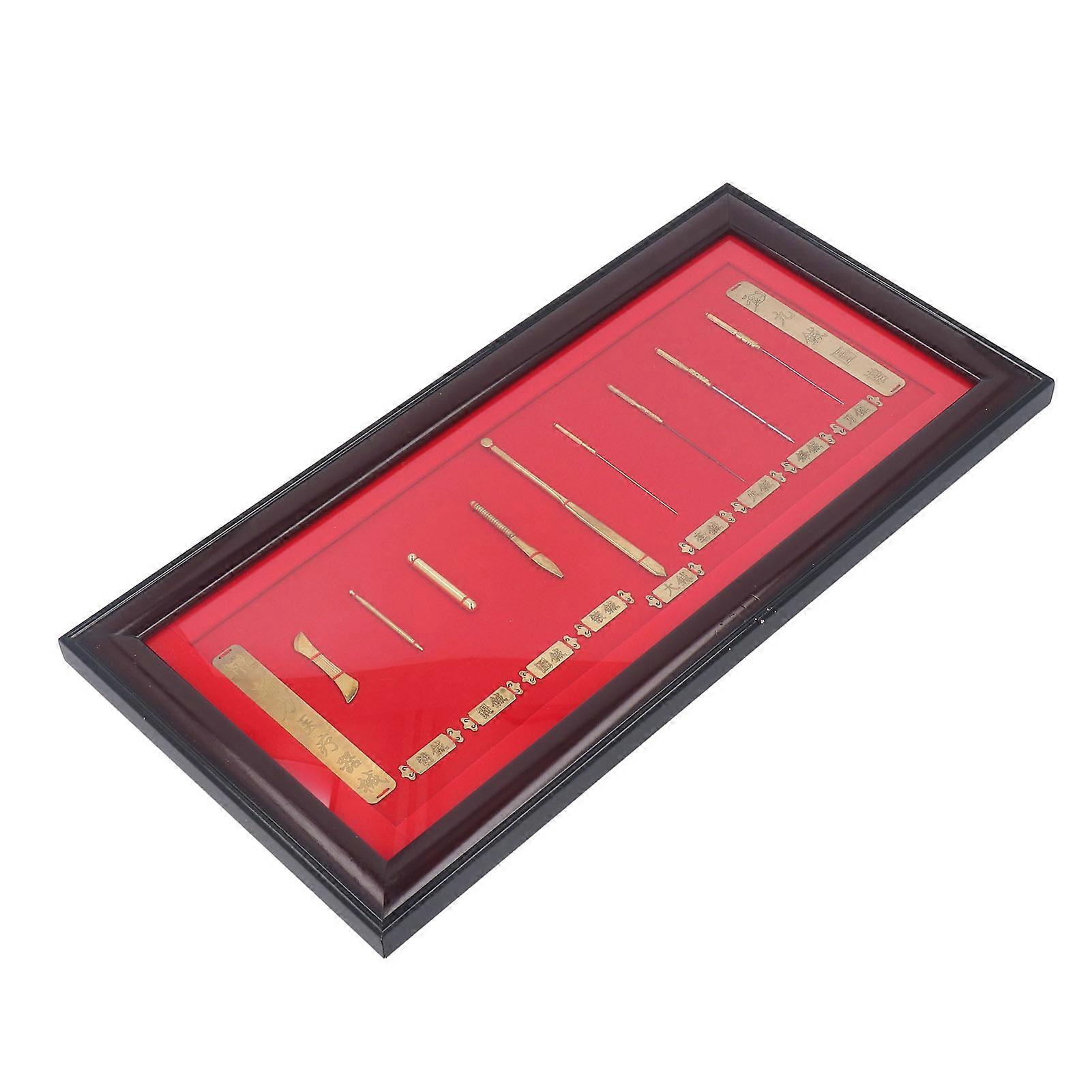 Cinese Medico 9 Ago Modello In Lega In Legno Manuale Agopuntura Ago Display Placca per Mostra