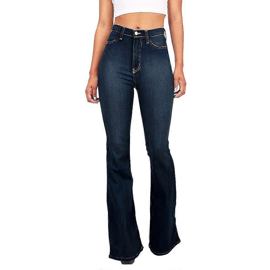 Flared Jeans for Women Y2K Waist Bootcut Stretch Jeans Dark Blue