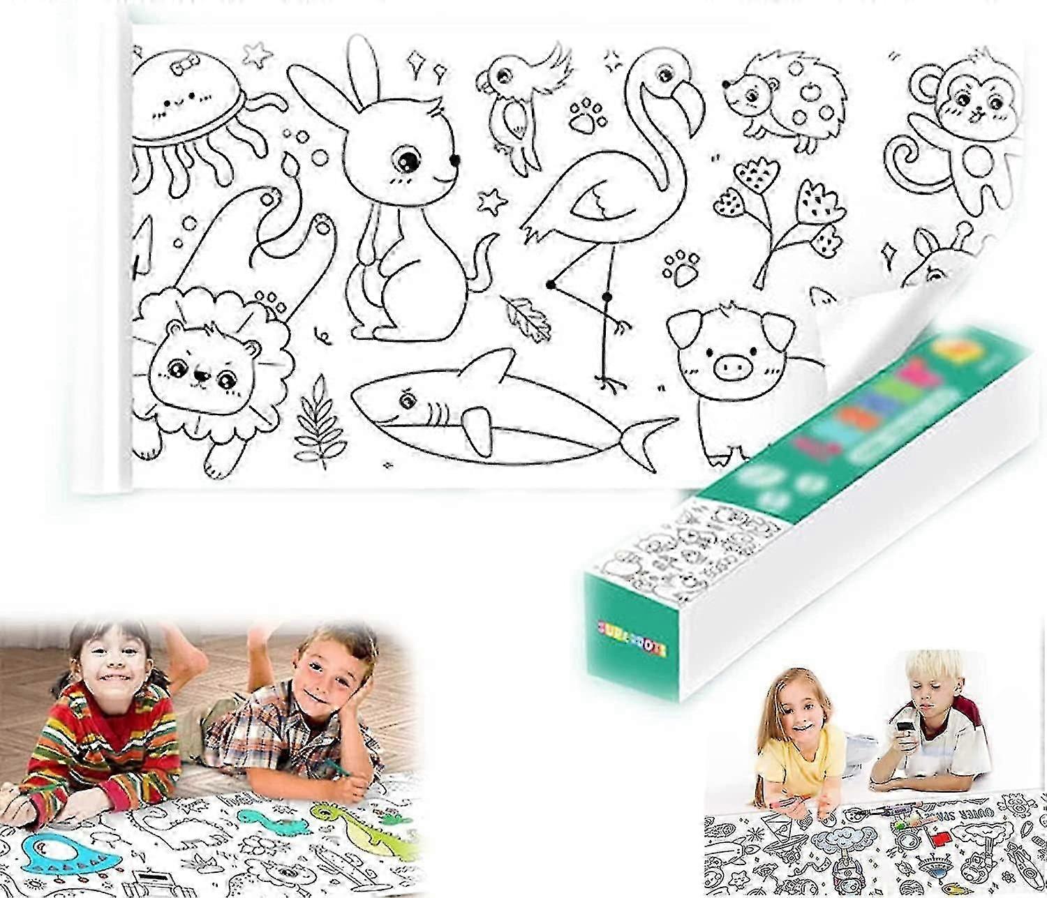 子供の描画ロール、子供のための着色紙ロール、粘着性のある色の充填紙ロール壁着色ステッカー