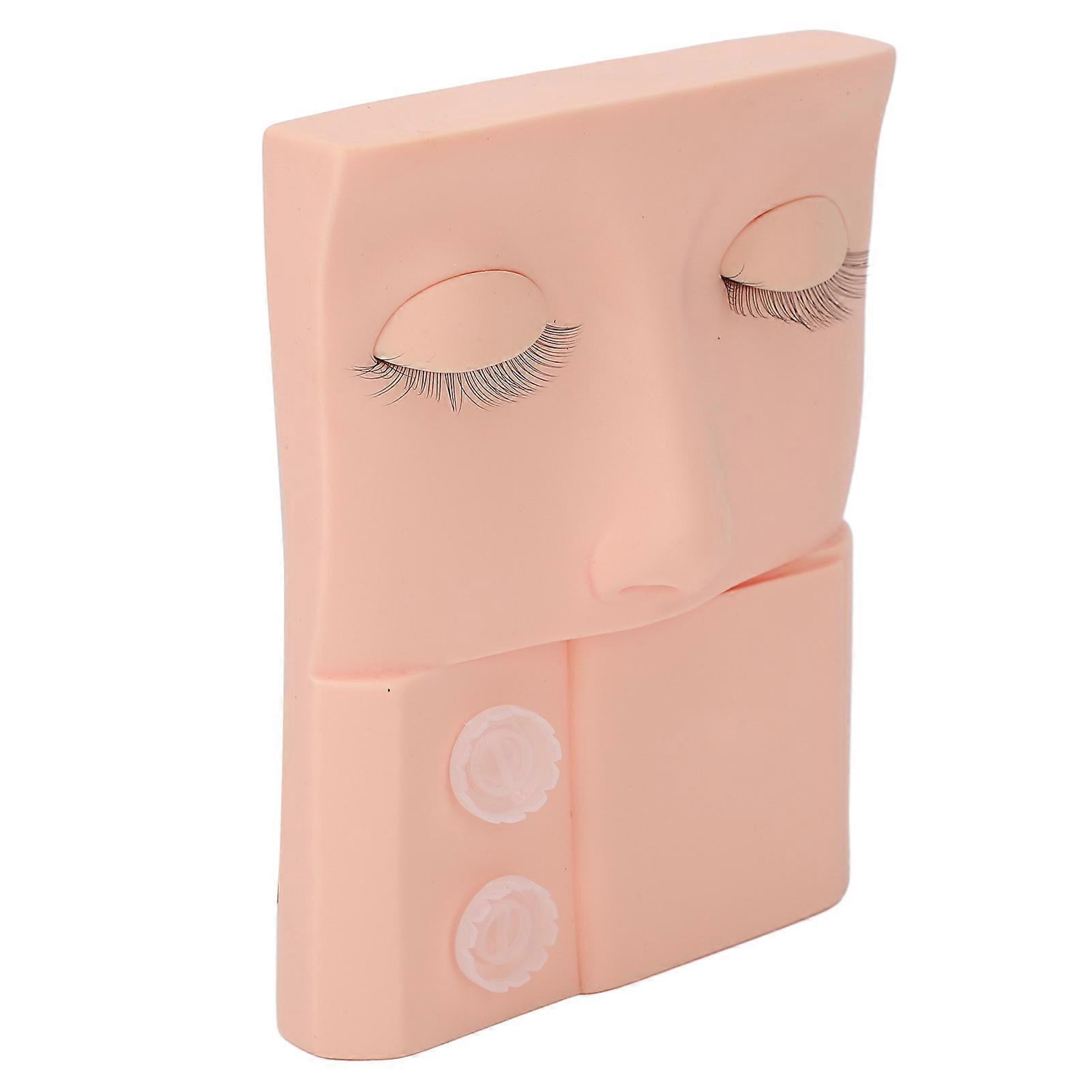 Lash Mannequin Head Replaceable Eyelid Eyelash Extension Practice Makeup Training PVC Pink 