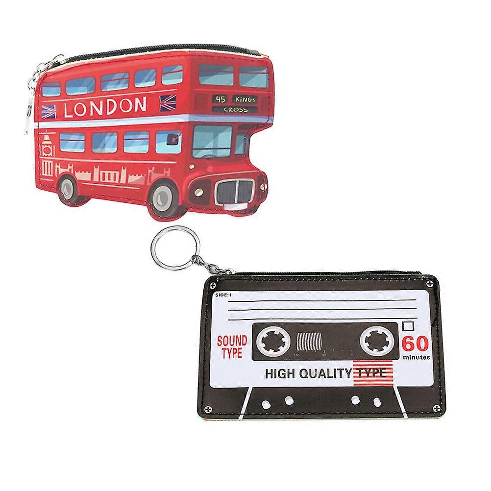 Small Purse for Kid Cartoon Pu Key Bag with Adorable Pattern 13.5x10.5x2cm for Kids and Teens 1Set