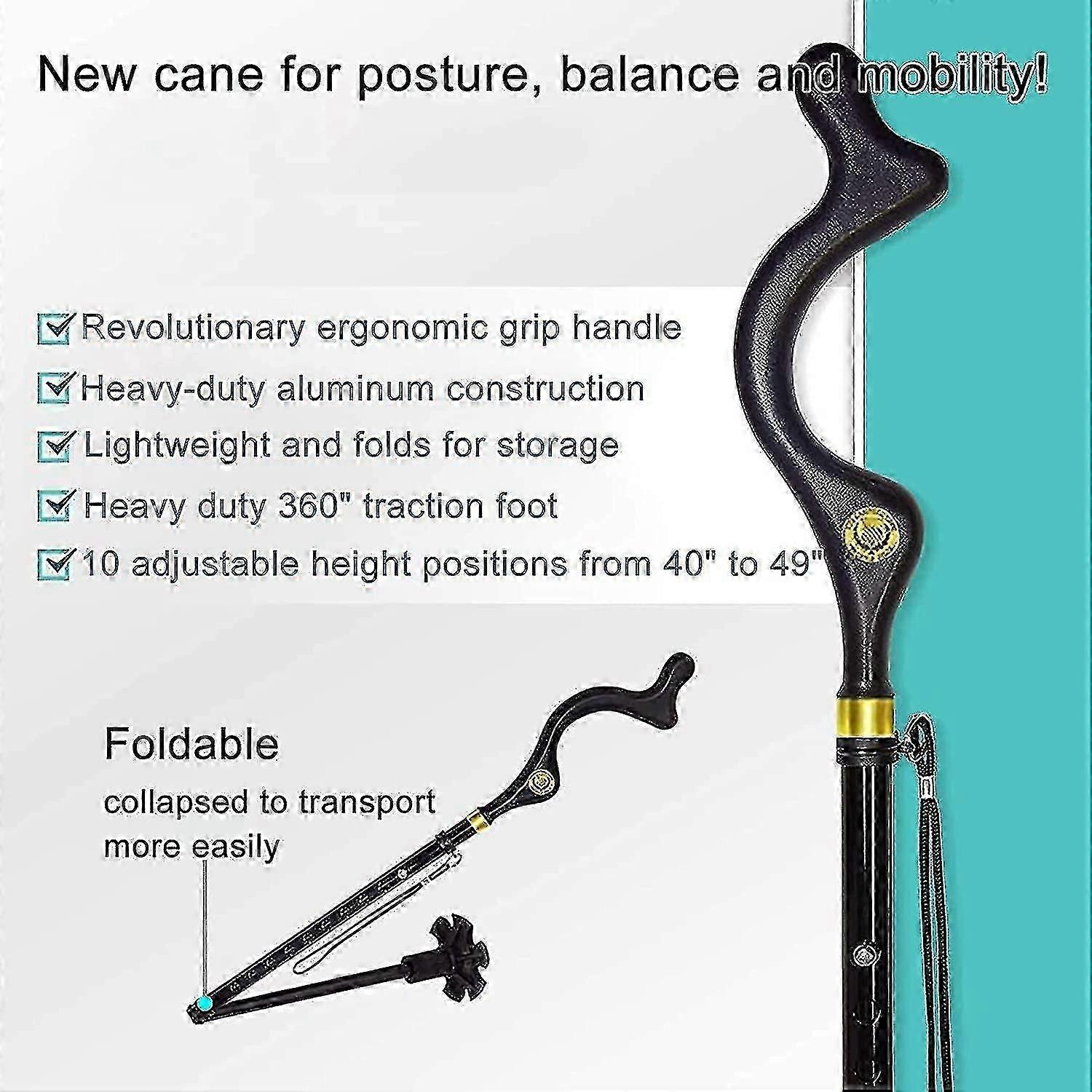 ZENGO Adjustable Crutches With Comfy Handle, Regular Height, Elderly Folding Walking Gift