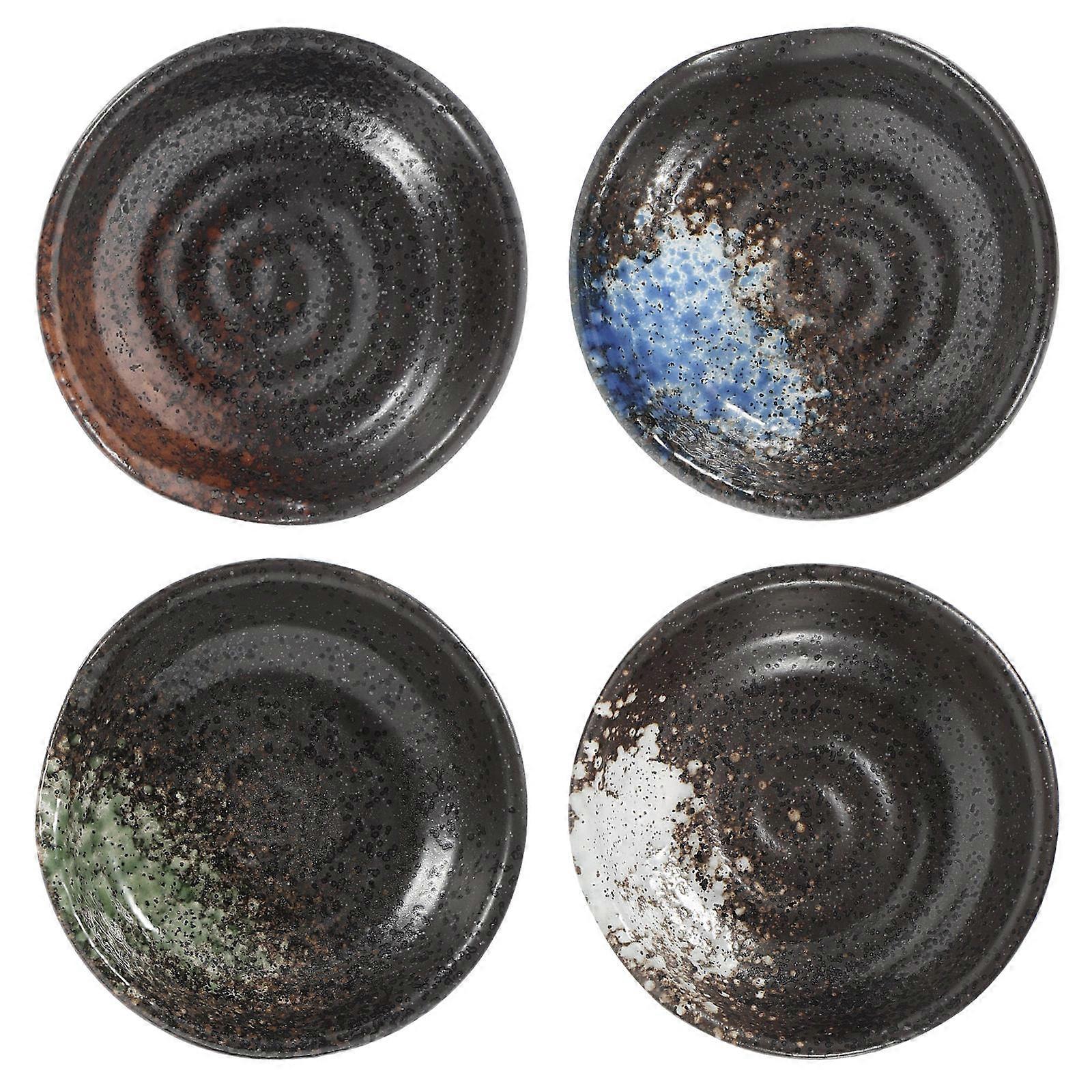 Ceramic Sauce Dish for Home with Stable Bottom and Easy Cleaning 4 Pieces Assorted Color