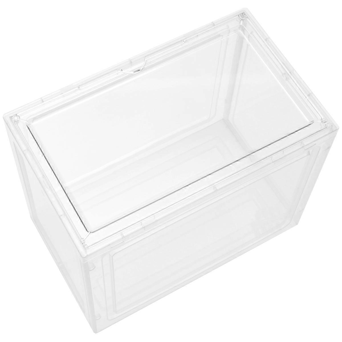 Shoe Organizer Box Front Open Magnetic Closure Dustproof Display Storage Container Black 34.5X27X19CM 1Pack