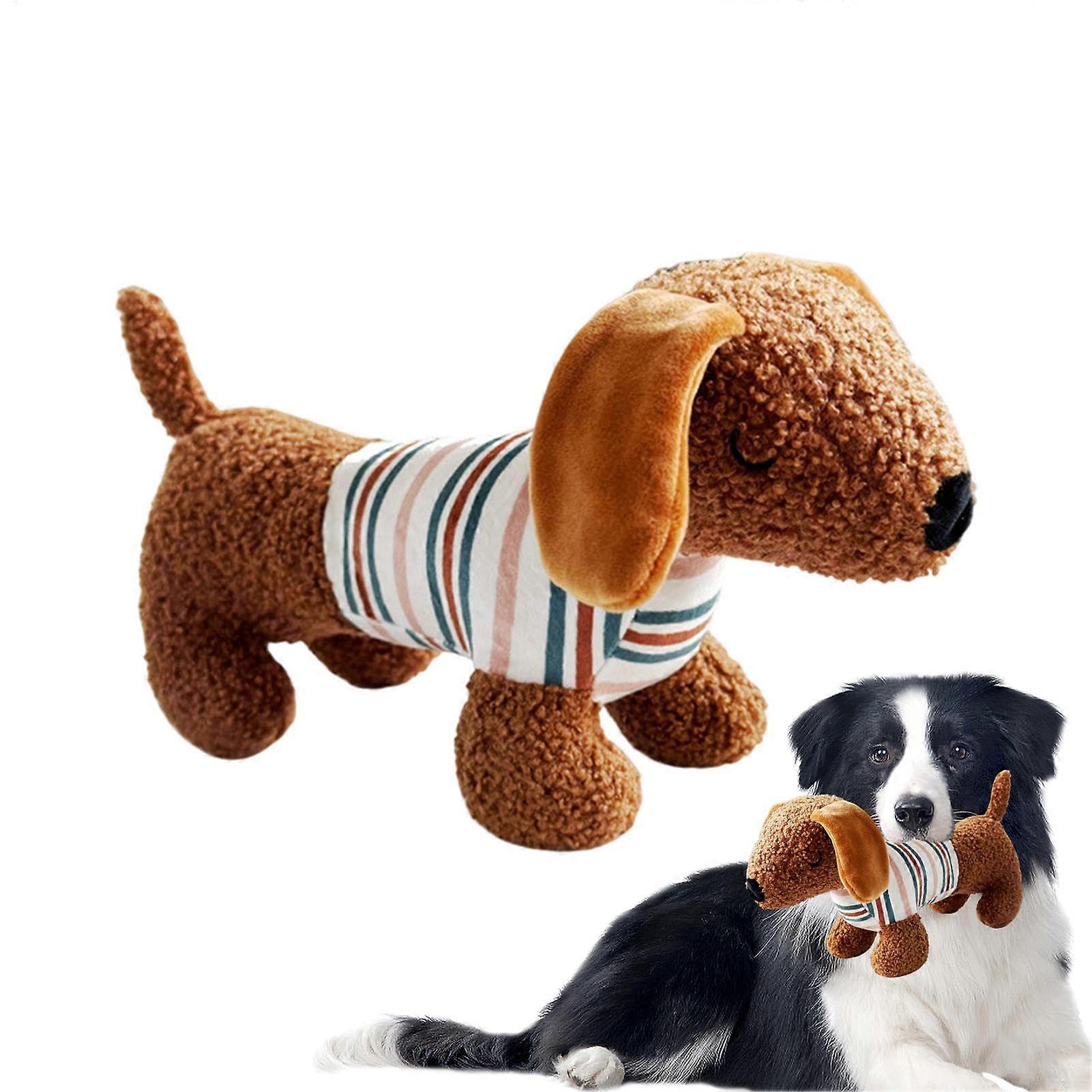 Squeaky Plush Chew Toy Dachshund Shape for Dog Training Fun