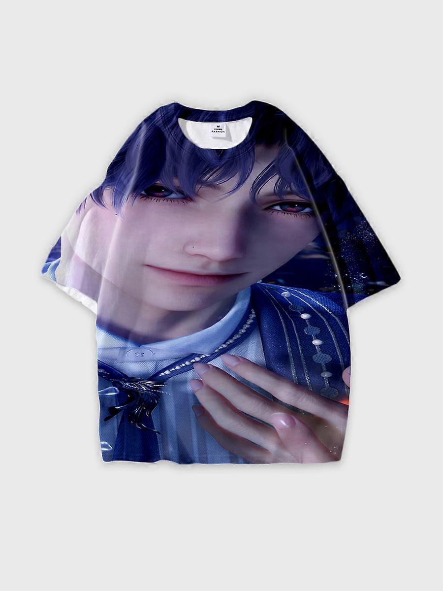 T-shirt round neck Role Pattern loose short sleeve B891