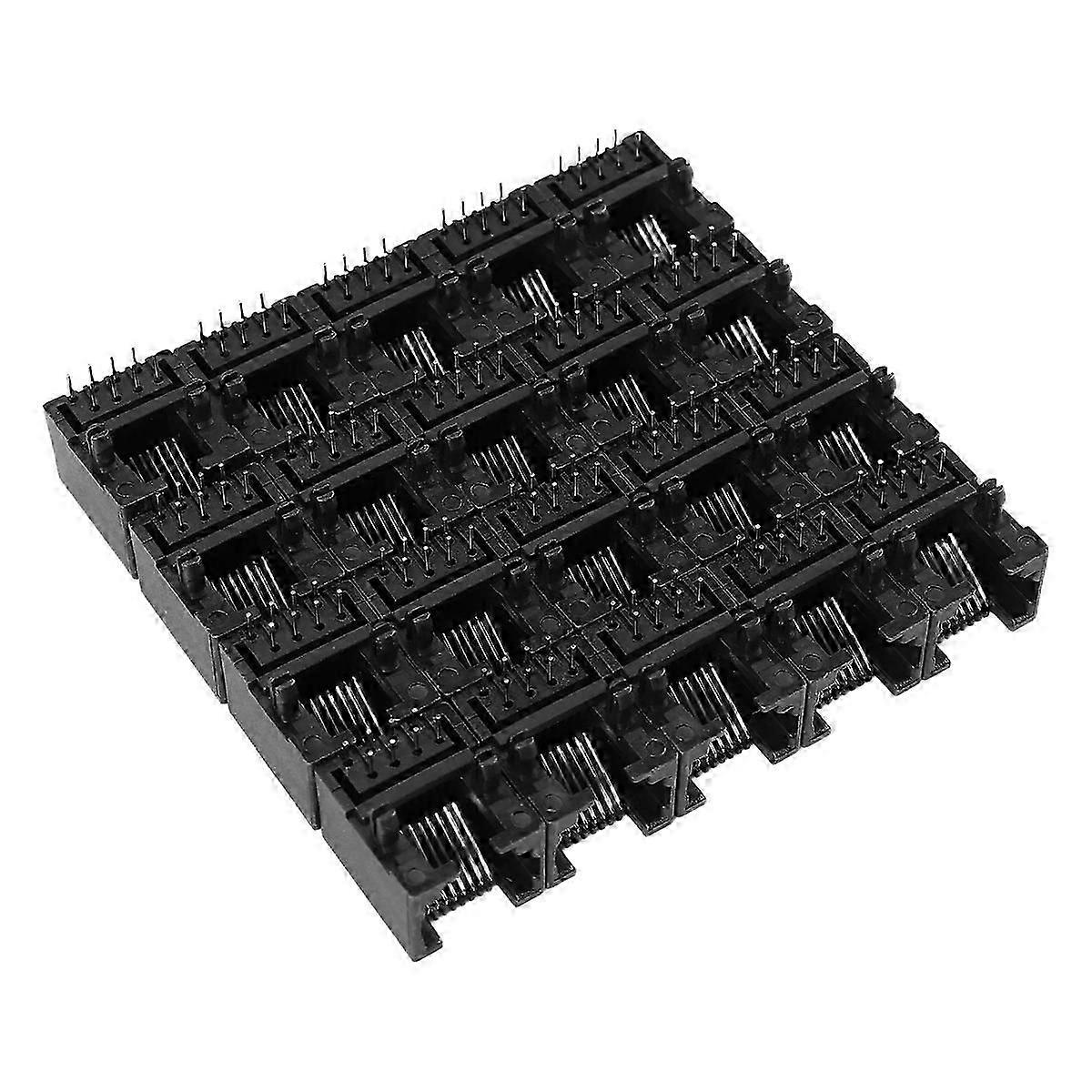 20pcs RJ45 8P8C Computer Internet Network PCB Jack Socket Black