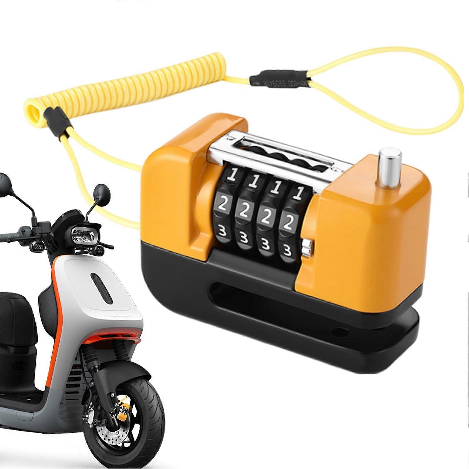 Diebstahlschutz Fahrrad Bremsschloss Disc Lock With 4-Digit Code Waterproof Orange For Motorcycles And Bicycles