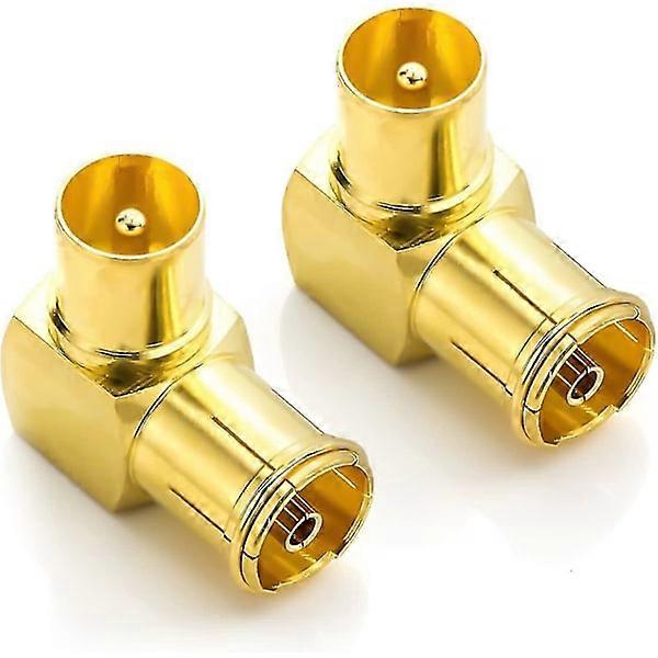 2x 90° IEC Winkelstecker Adapterset, Koaxialstecker