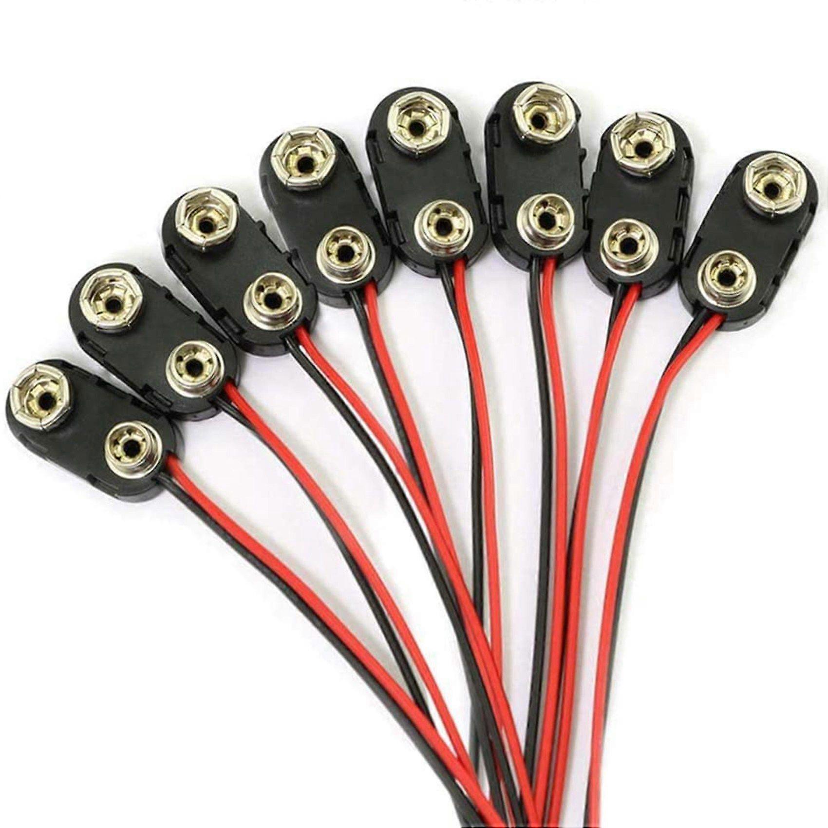 100 Pieces of 9V Battery Connector Button DC Clamp Male Wire