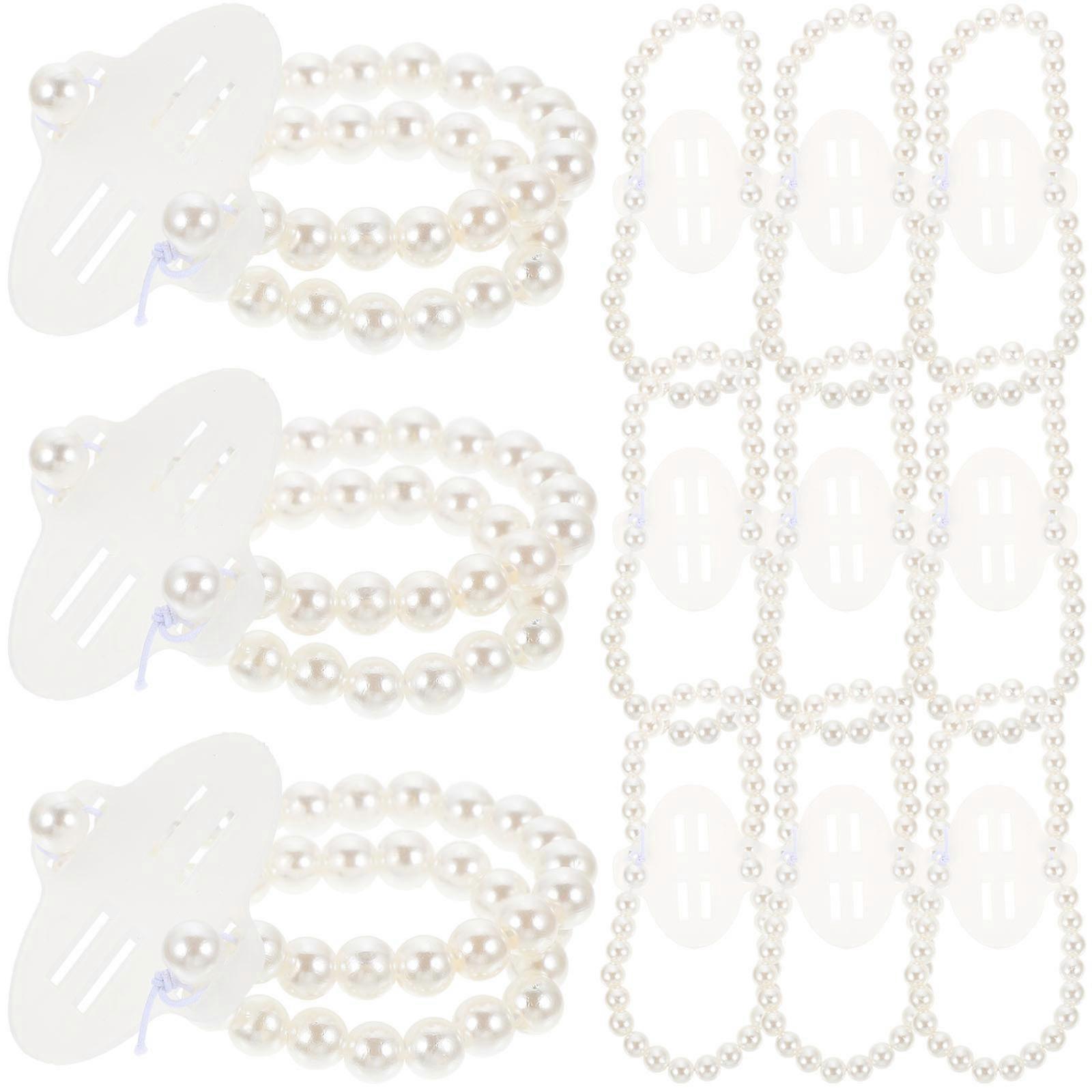 12Pcs Elastic Wedding Wrist Corsage Band With Fake Pearl For Women's Wrist Flowers 7.50X4.80X4.80cm Excellent Craftsmanship