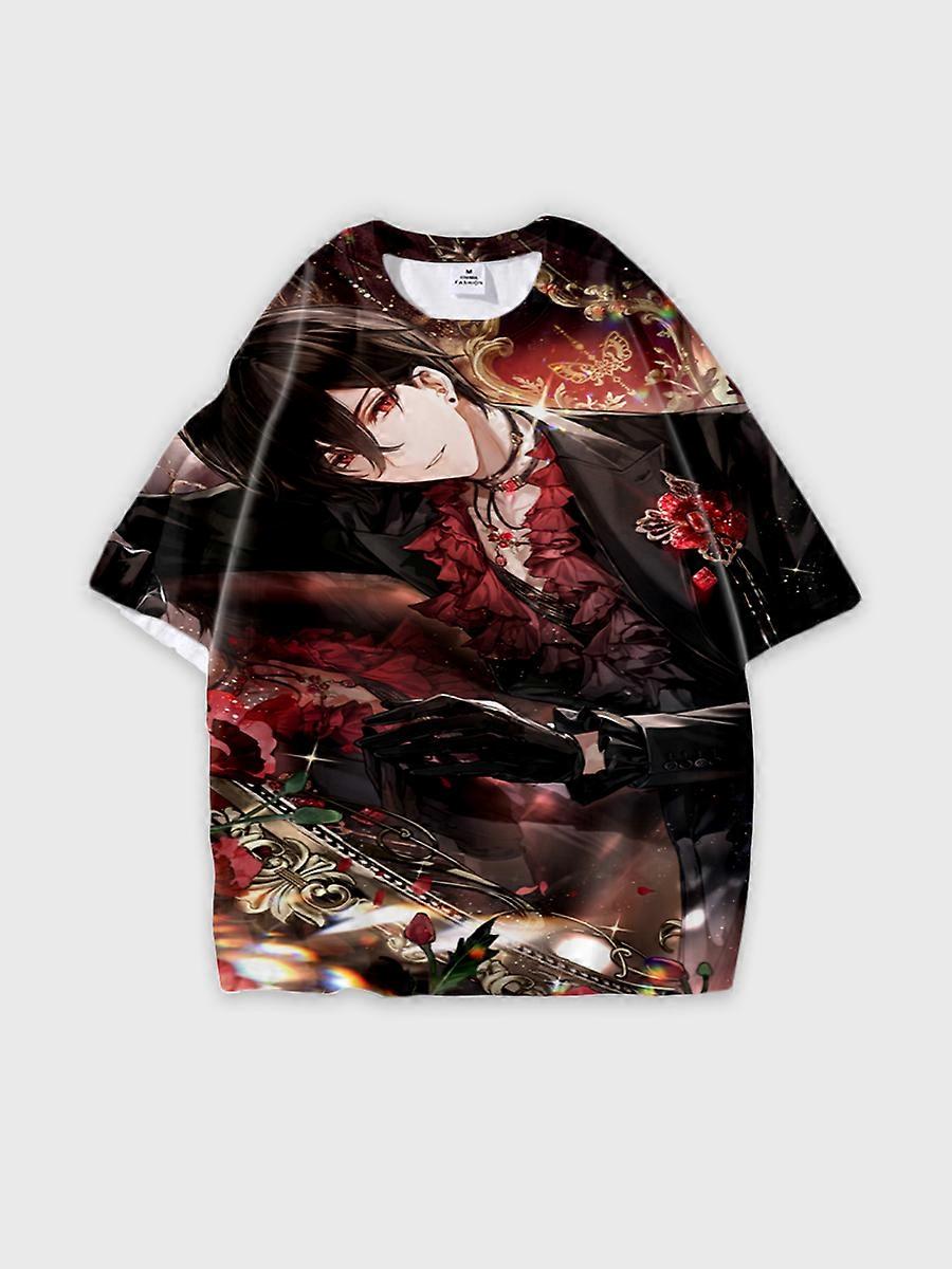 T-shirt round neck Role Pattern loose short sleeve E1097