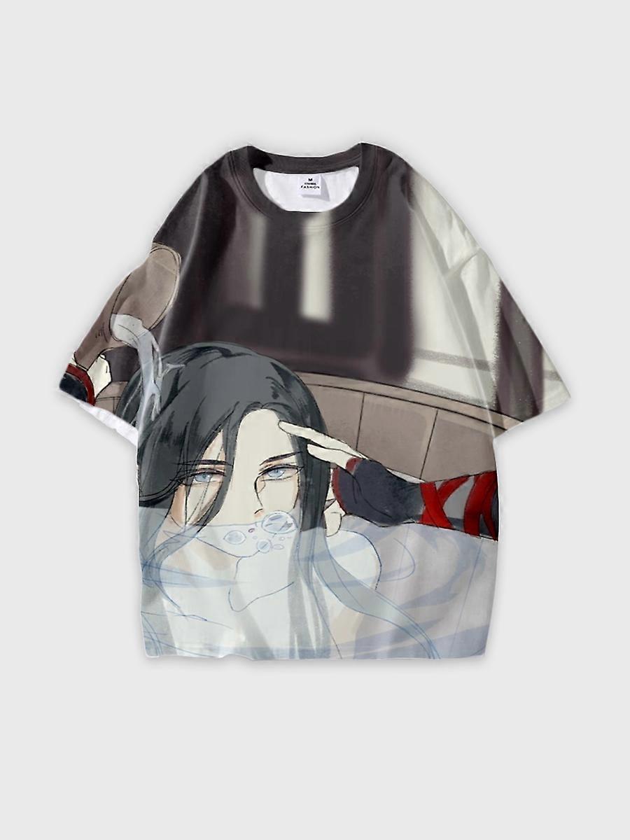 T-shirt round neck Character Pattern loose short sleeve Q46