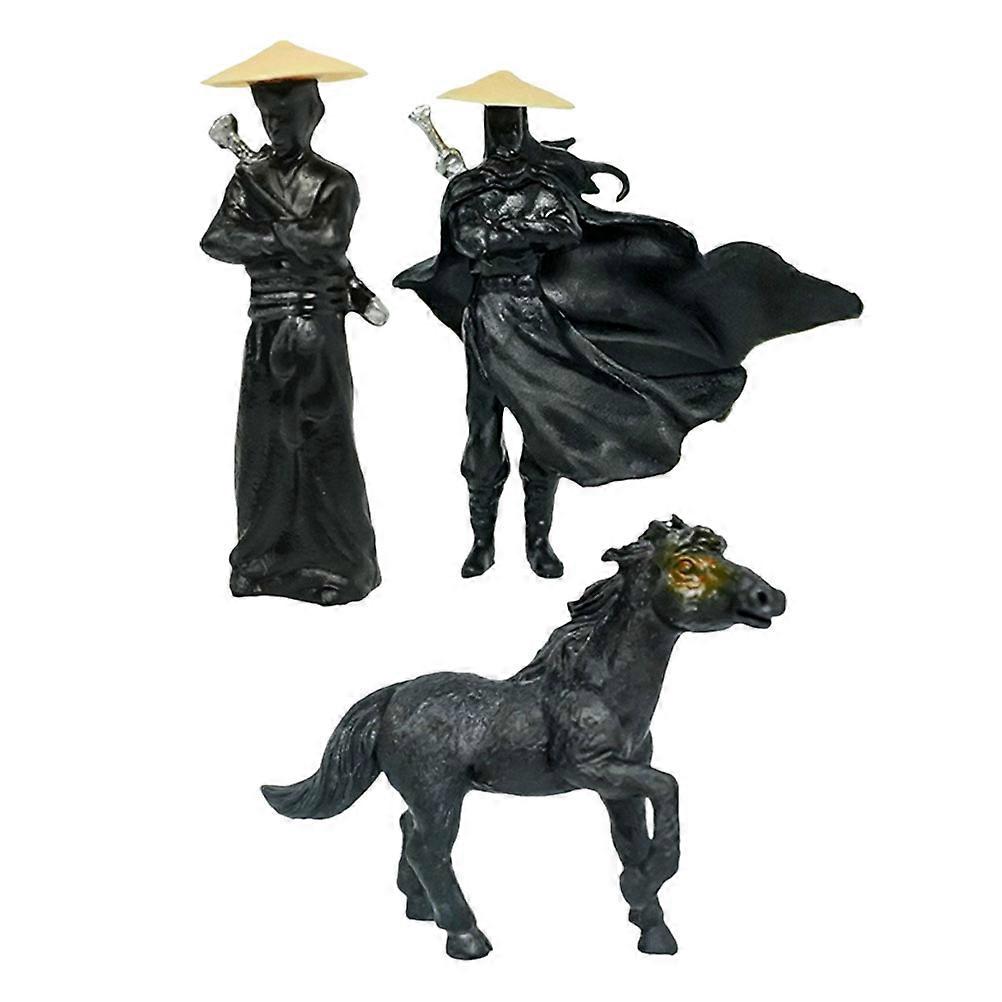 Decorative Samurai Statue Incense Holder Micro Landscape Horse Shape 3Pcs