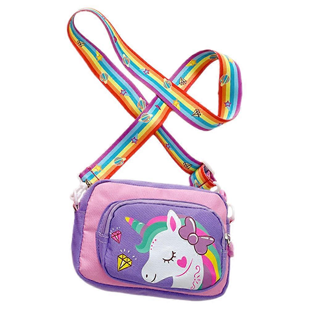 Kids Crossbody Bag Unicorn Shape Cartoon Pouch For Girls Daily Use Fashionable Appearance Secure Zippered Closure 1Pcs