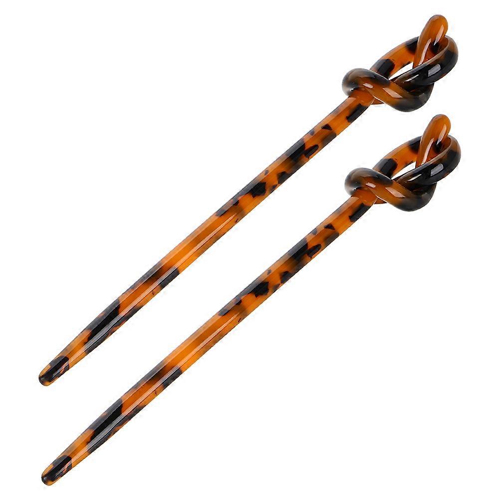 Fashionable Leopard Print Hair Sticks for Women Vintage Design Decorative Acetic Acid Material Ideal for Buns and Styling 2 Pieces