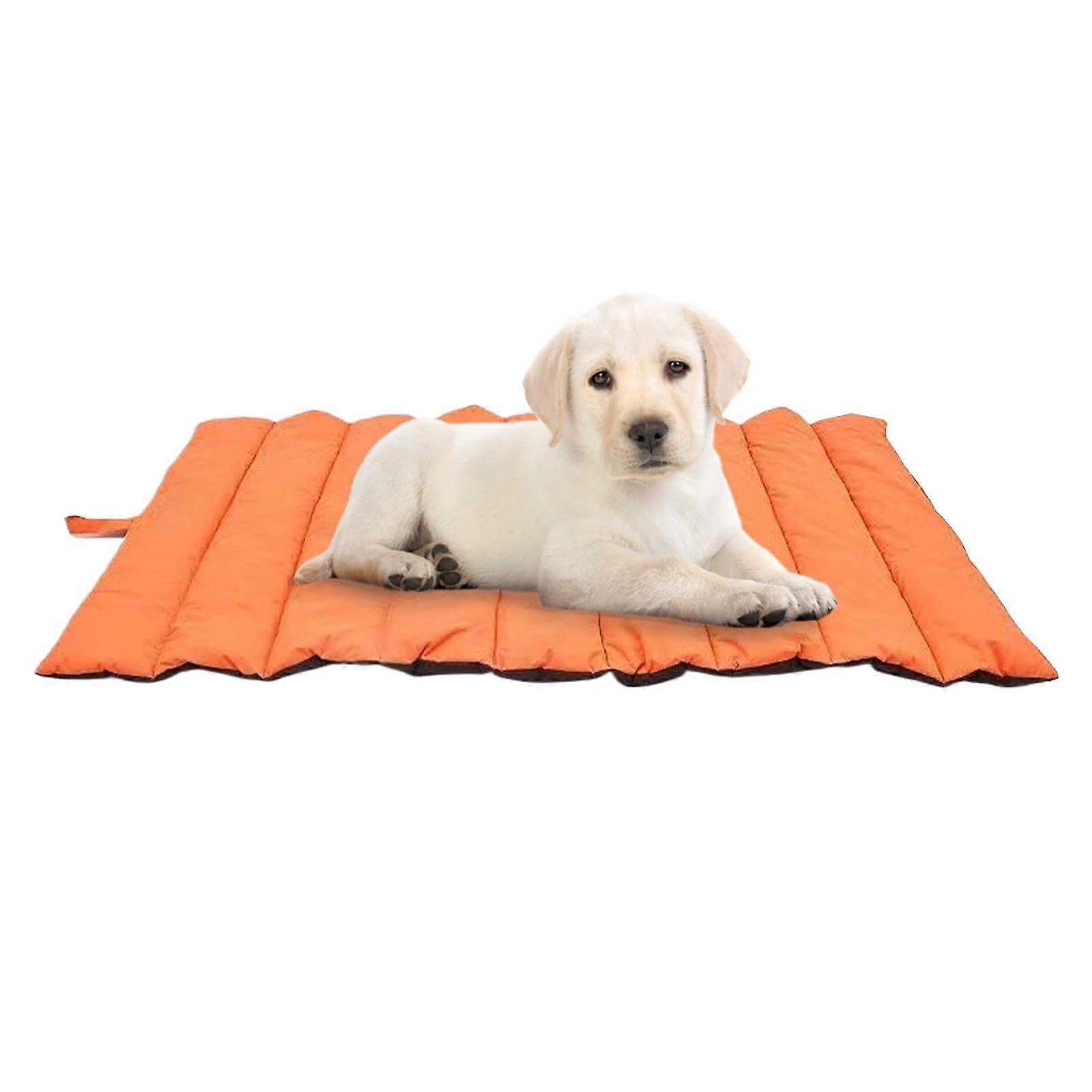 Foldable Dog Bed | Camping Blanket Sleep Mat for Pets | Non-Slip Mattress Pad & Versatile Travel Blanket for Hiking, Climbing, Trekking in Orange