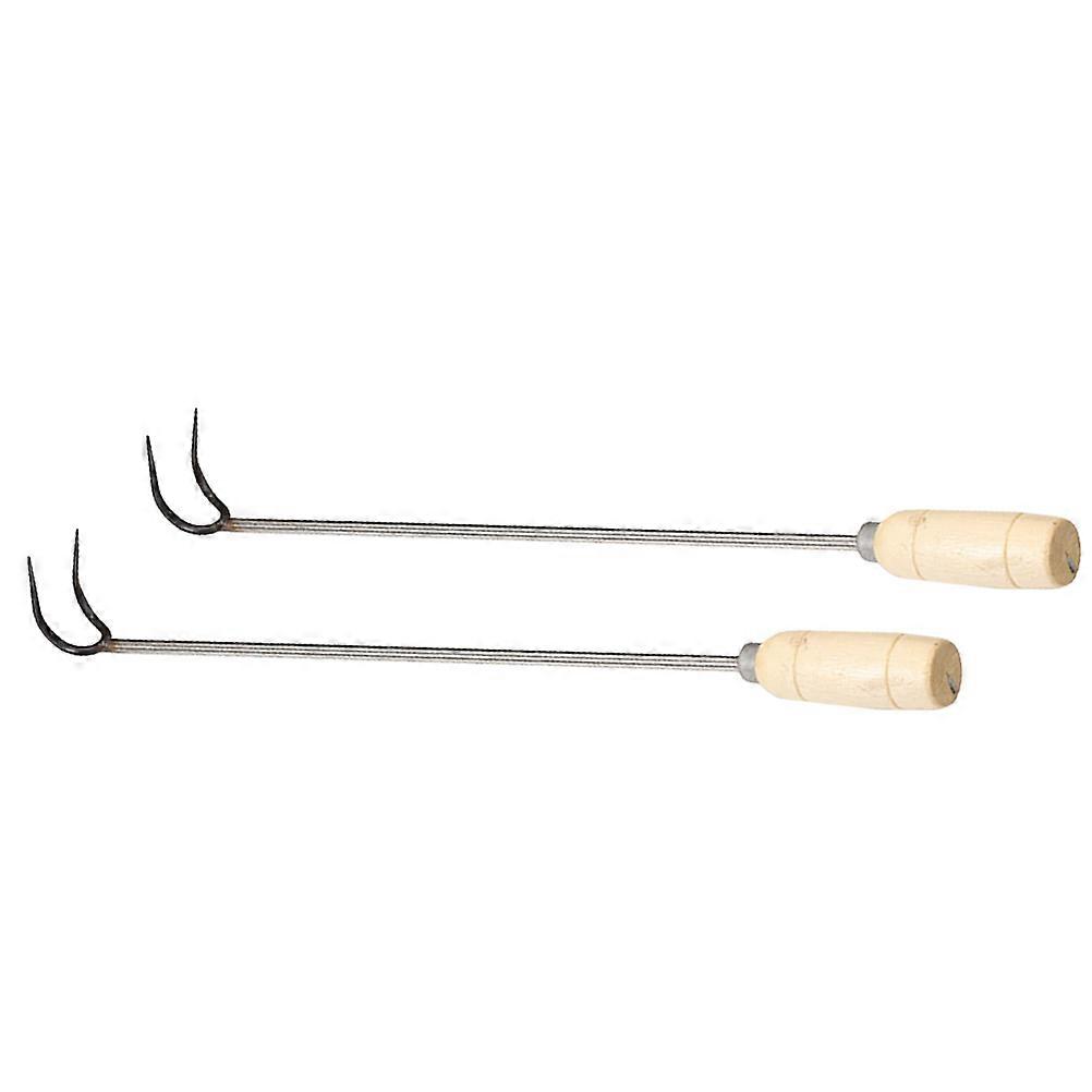 Stainless Meat Hooks 2Pcs Long Style Meat Hooks Non-slip Simple Design Ideal For Barbecue Shops Cooking Meat Preparation