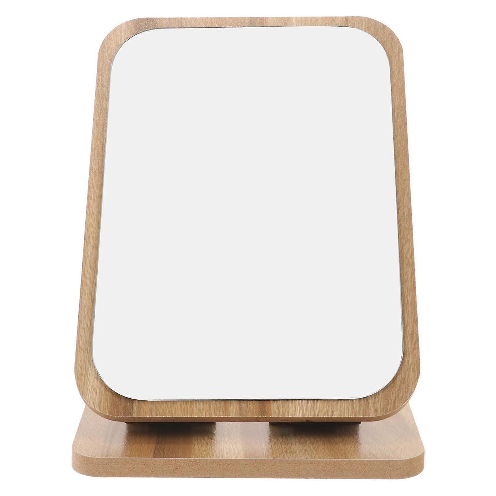 Beige Mirror with Swivel Stand for Desktop Use Safe Durable Composite Material