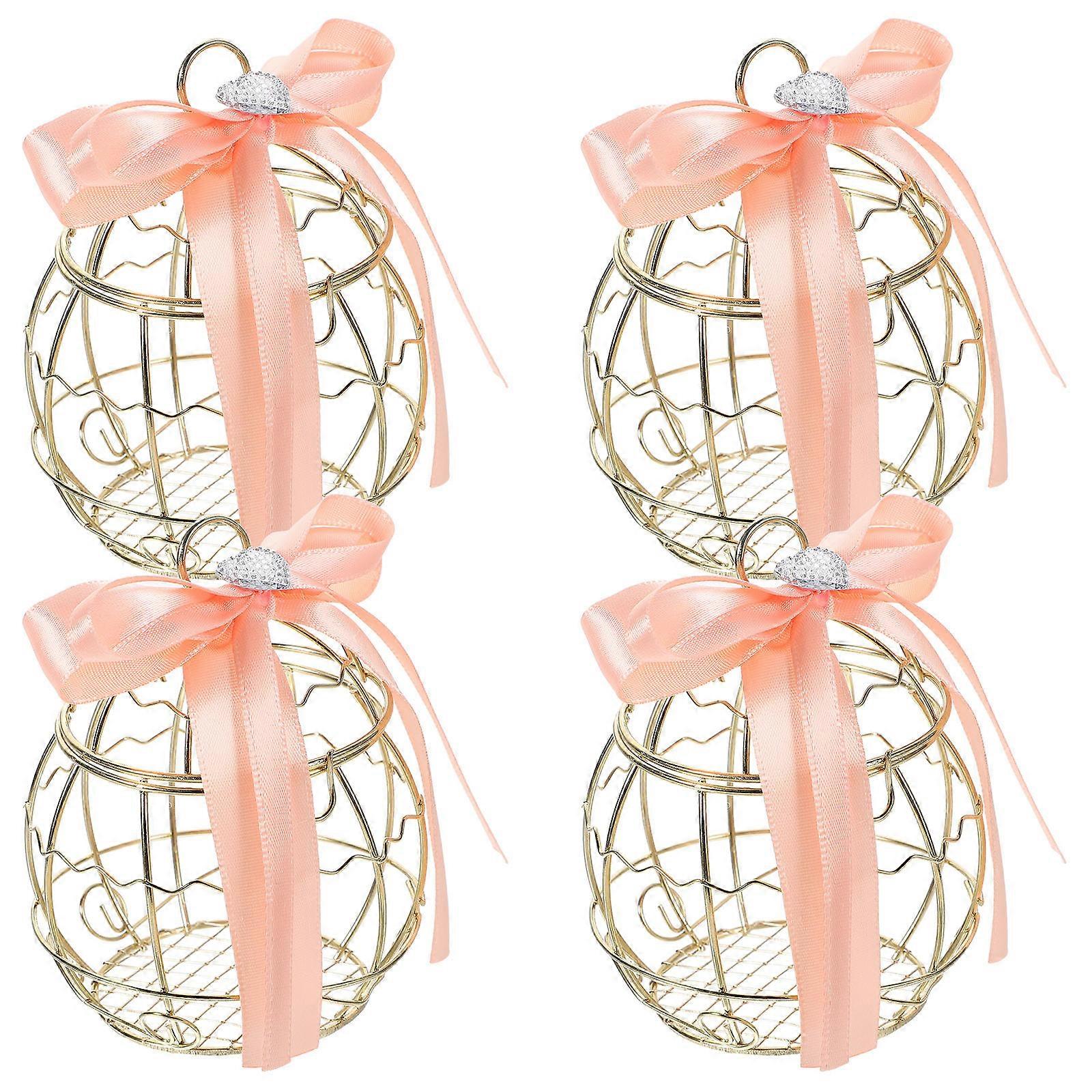 4pcs Bird Cage Candy Boxes with Ribbon Elegant Wedding Party Favor Containers, Creative Decorative Storage for Festivals, Valentine's Day & Special