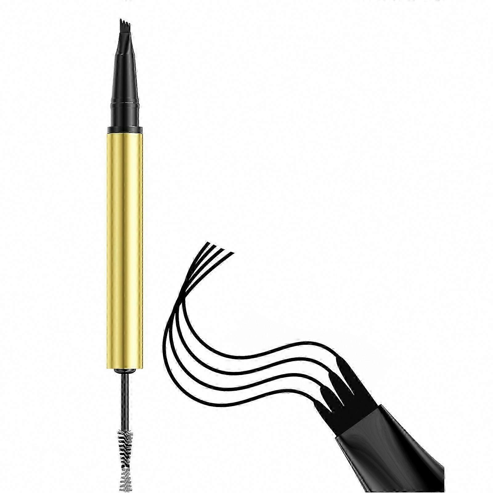 2 in 1 Double Ended 4 Tip Liquid Eyebrow Pencil Waterproof Smudgeproof Spoolie Makeup For Natural Realistic Brows brown