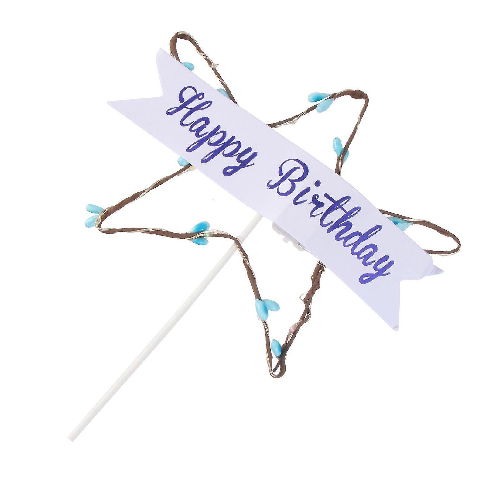 LED Cake Toppers Decoration Five-Pointed Star Inserted For Party Celebrations In Blue 1Pack