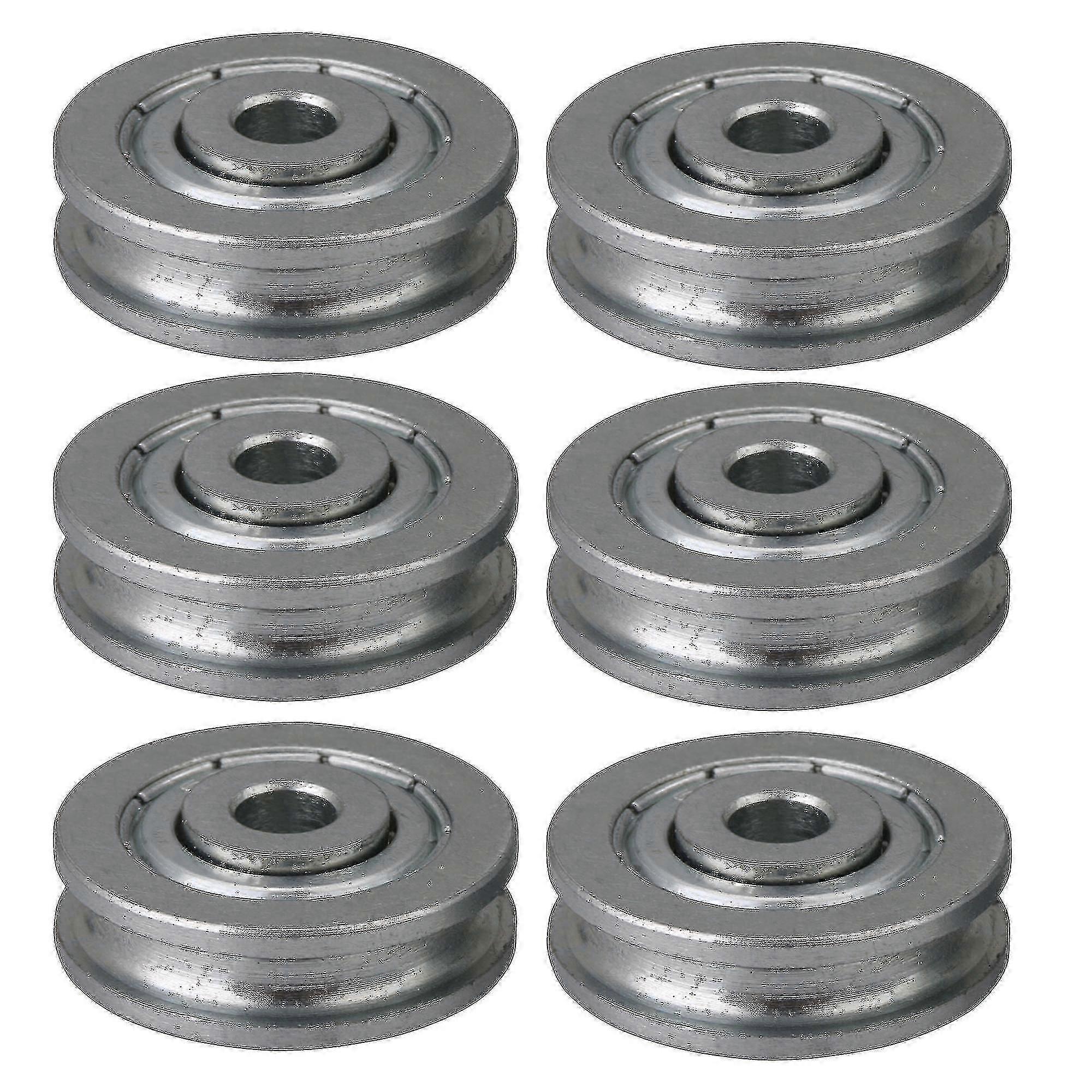 6x Bearing Guide Rollers Pulley Rail Round Groove Idler Wheel Load 167kg
