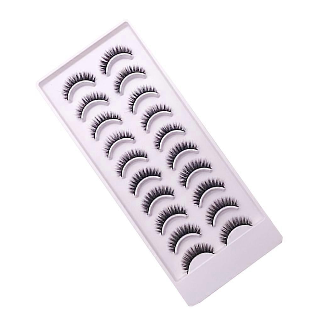 10 Pairs False Eyelashes with Dense 3D Design for Eye Beauty and Fashionable Look Black Synthetic