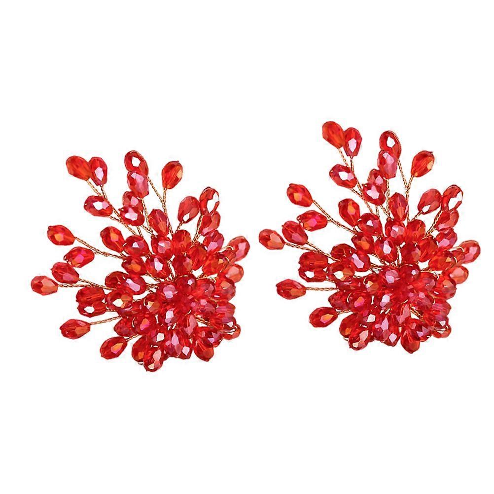 Removable Shoe Clips Accessories For Daily Life Featuring Elegant Shape With Red Crystal 2Pcs