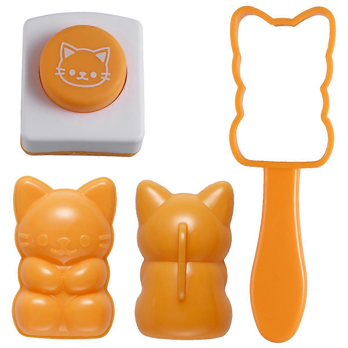 Rice Snacks Molds Cat Shape Onigiri Maker Sushi Mold for Home Use Orange 13.5 x 4 x 4 Preparation 1 Set